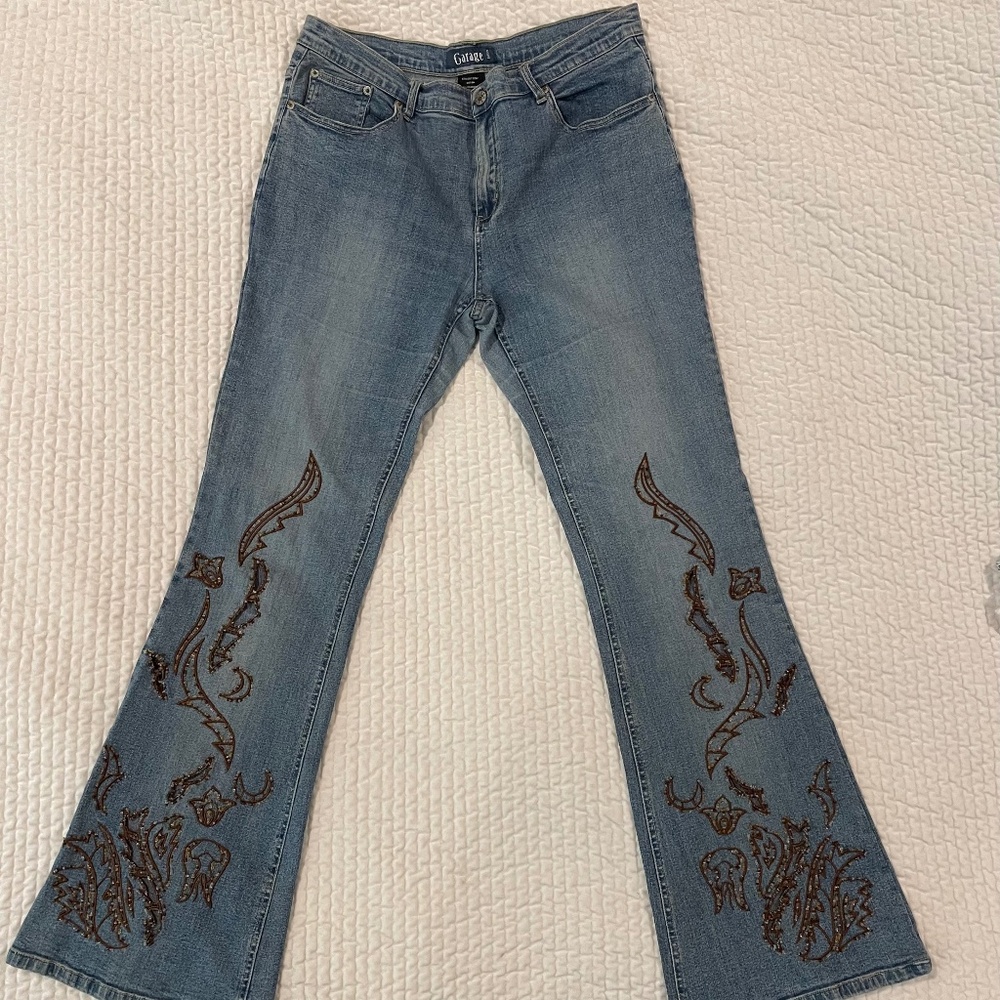 Vintage Garage Beaded Embroidered Jeans